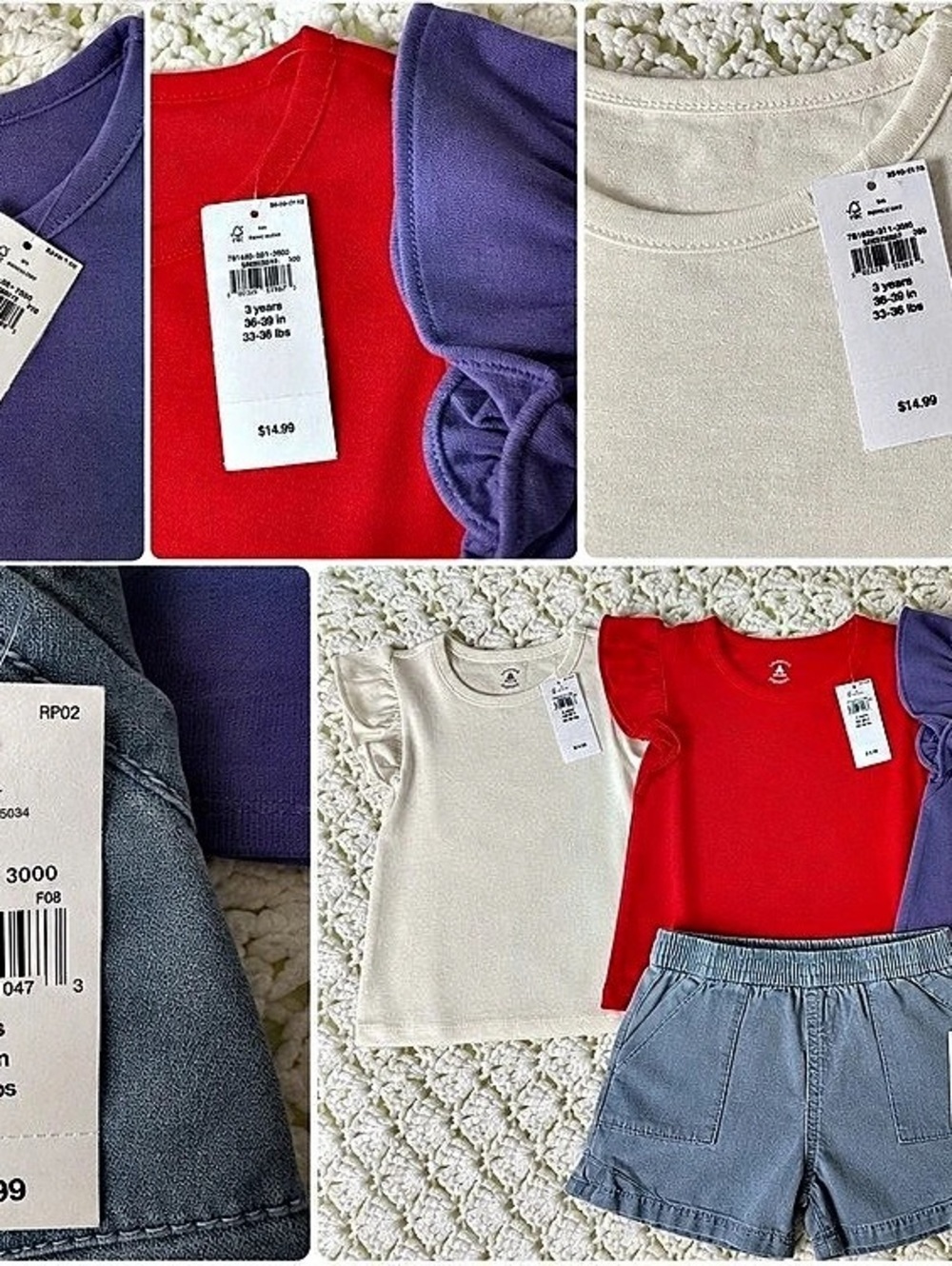NWT BabyGap Girls Size 3 Years shorts and tops bundle